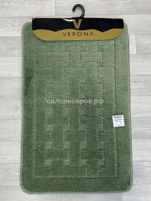Коврик для ванной Цветной комплект выбитый VERONA 50х50 зеленый 50x80см - Ковровый центр «Енисей»