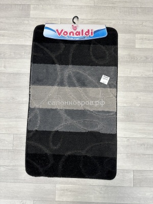 Коврик для ванной Цветной комплект Vonaldi 60х50 серо-черный 60x100см - Ковровый центр «Енисей»